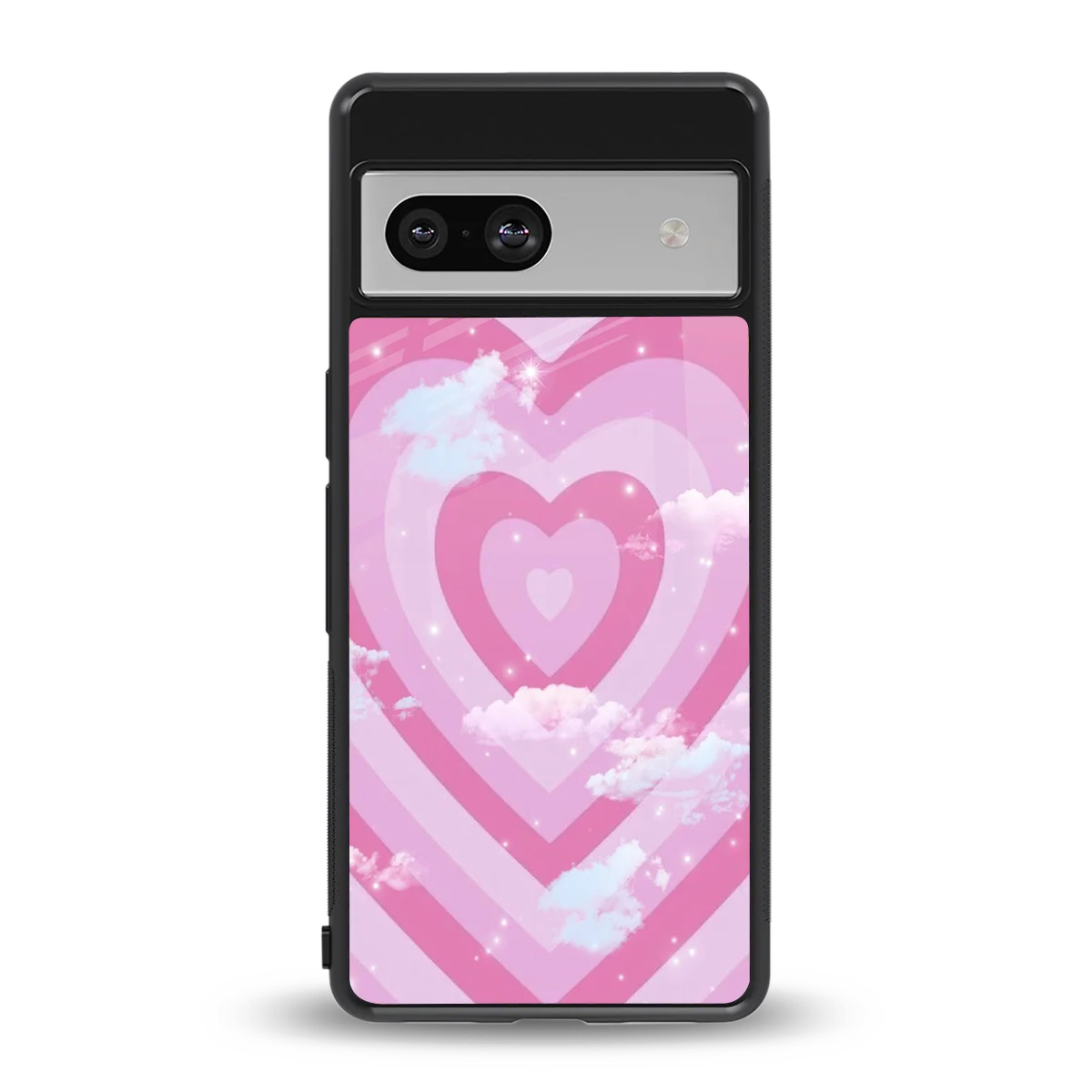 Hearts X Clouds back phone cover | glass case for google pixel 7