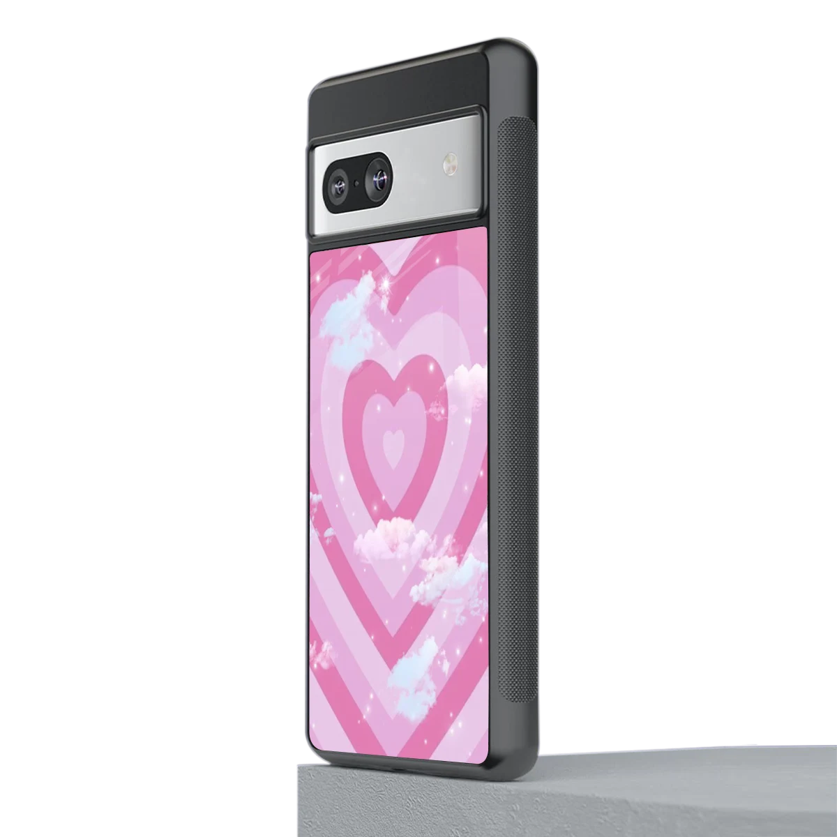 Hearts X Clouds stylish phone case for google pixel 7 | glossy glass and slim fit