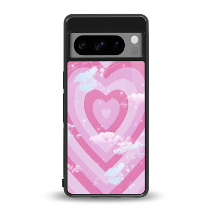 Hearts X Clouds back phone cover | glass case for google pixel 8 pro