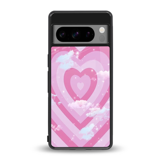 Hearts X Clouds back phone cover | glass case for google pixel 8 pro