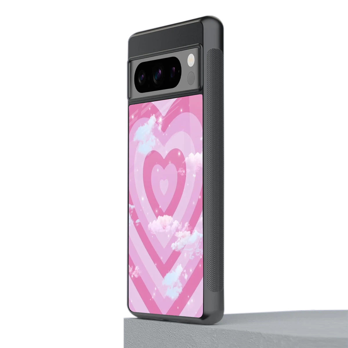 Hearts X Clouds stylish phone case for google pixel 8 pro | glossy glass and slim fit