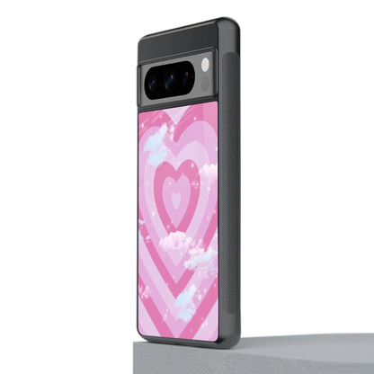 Hearts X Clouds stylish phone case for google pixel 8 pro | glossy glass and slim fit