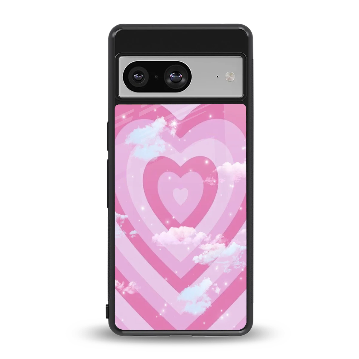 Hearts X Clouds back phone cover | glass case for google pixel 8