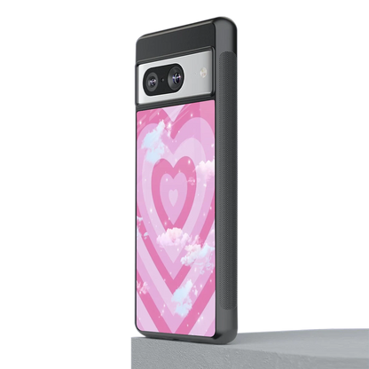 Hearts X Clouds stylish phone case for google pixel 8 | glossy glass and slim fit