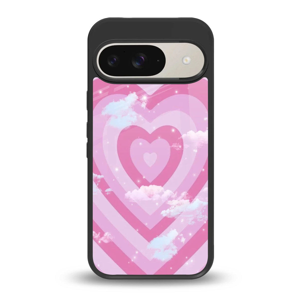 Hearts X Clouds back phone cover | glass case for google pixel 9