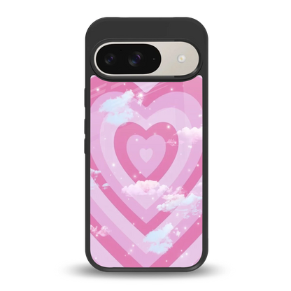 Hearts X Clouds back phone cover | glass case for google pixel 9