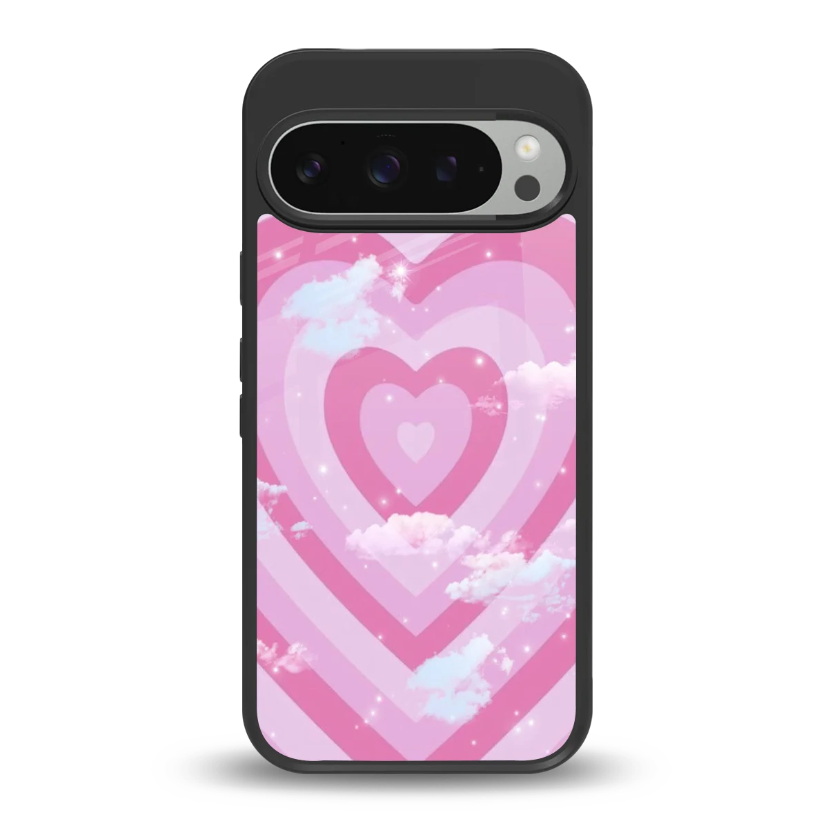 Hearts X Clouds back phone cover | glass case for google pixel 9 pro xl