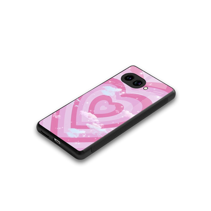 Hearts X Clouds stylish phone case for google pixel 10a | glossy glass and slim fit