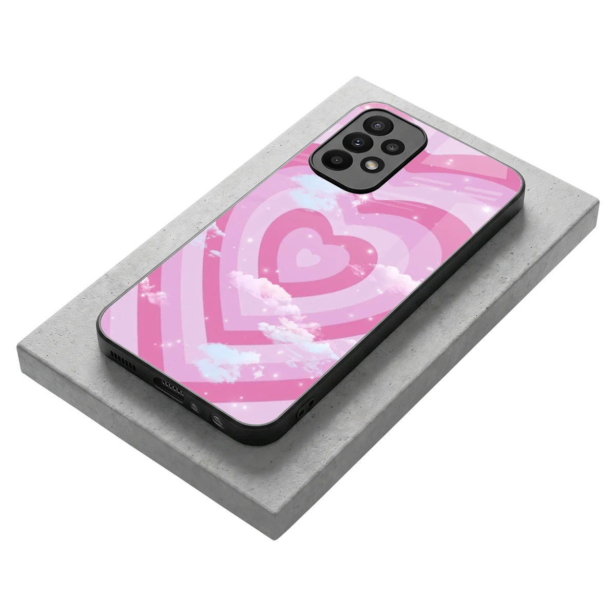 Hearts X Clouds stylish phone case for samsung galaxy a23 | glossy glass and slim fit