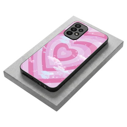 Hearts X Clouds stylish phone case for samsung galaxy a23 | glossy glass and slim fit