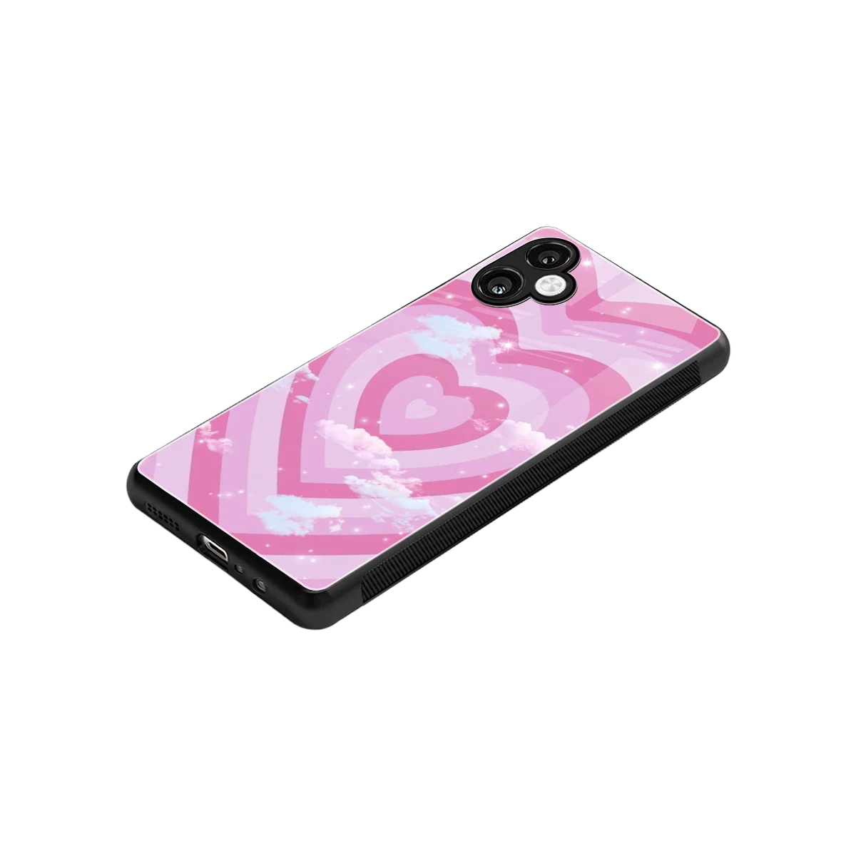 Hearts X Clouds stylish phone case for samsung galaxy a06 5g | glossy glass and slim fit