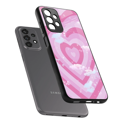 Hearts X Clouds sleek samsung galaxy a23 cover with tempered glass back and TPU edges