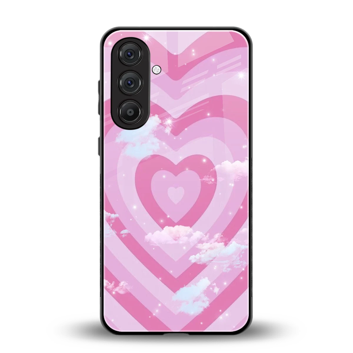 Hearts X Clouds back phone cover | glass case for samsung galaxy a55 5g