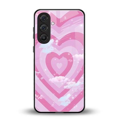 Hearts X Clouds back phone cover | glass case for samsung galaxy a55 5g