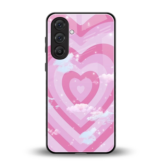 Hearts X Clouds back phone cover | glass case for samsung galaxy a16 5g