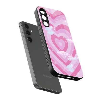 Hearts X Clouds sleek samsung galaxy a55 5g cover with tempered glass back and TPU edges