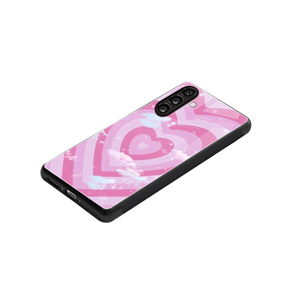 Hearts X Clouds stylish phone case for samsung galaxy a55 5g | glossy glass and slim fit