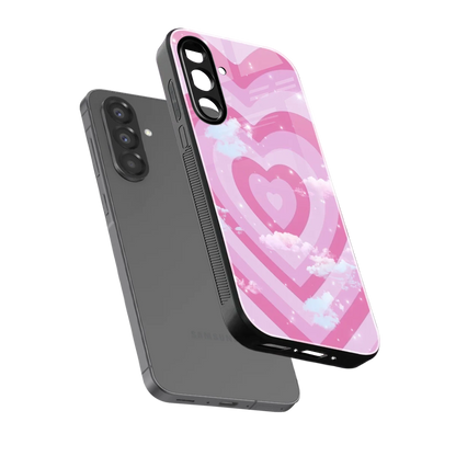 Hearts X Clouds sleek samsung galaxy a26 5g cover with tempered glass back and TPU edges