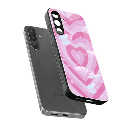 Hearts X Clouds sleek samsung galaxy m36 5g cover with tempered glass back and TPU edges