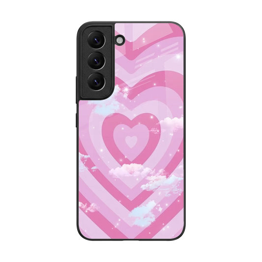 Hearts X Clouds back phone cover | glass case for samsung galaxy s22