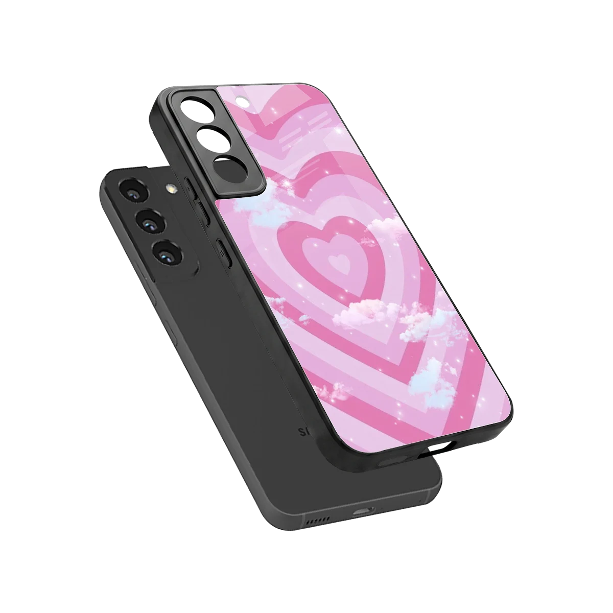 Hearts X Clouds sleek samsung galaxy s22 cover with tempered glass back and TPU edges
