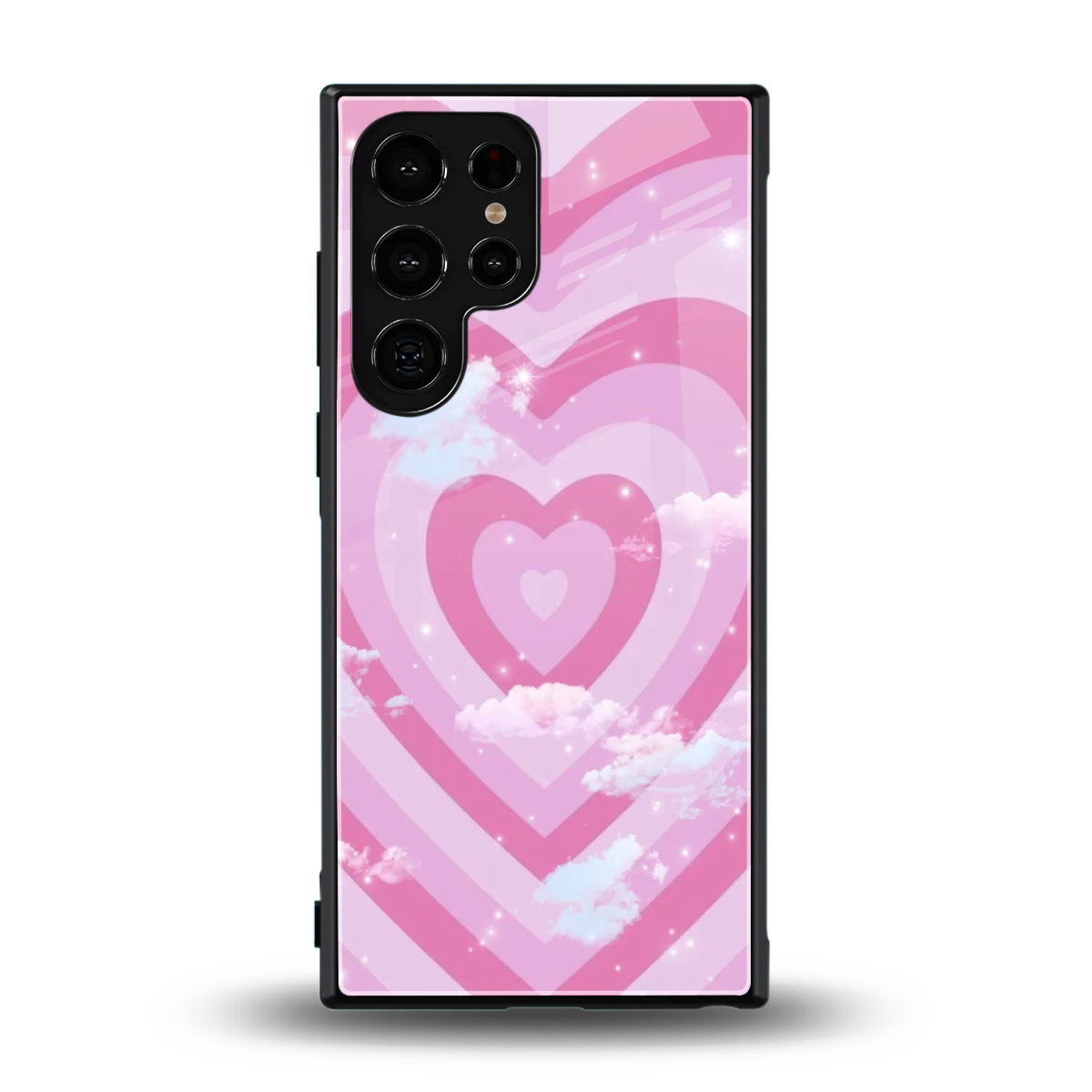Hearts X Clouds back phone cover | glass case for samsung galaxy s24 ultra