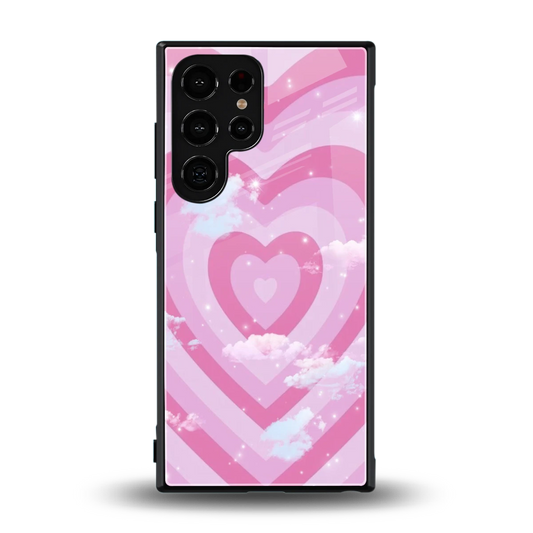 Hearts X Clouds back phone cover | glass case for samsung galaxy s24 ultra
