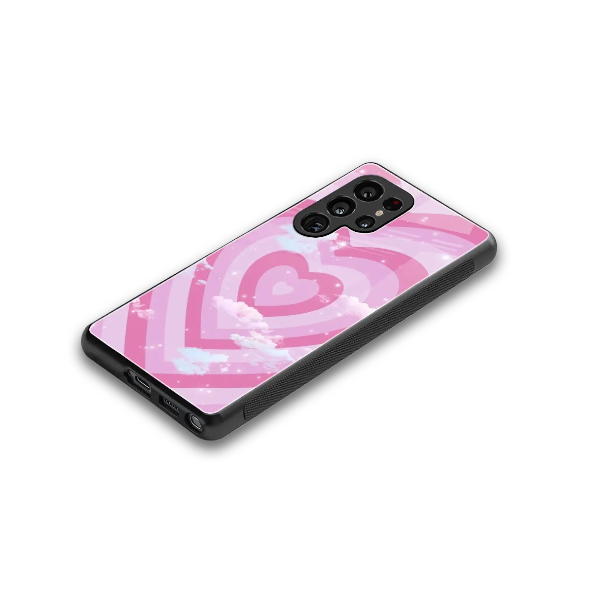 Hearts X Clouds stylish phone case for samsung galaxy s25 ultra | glossy glass and slim fit