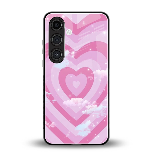 Hearts X Clouds back phone cover | glass case for samsung galaxy s25 fe