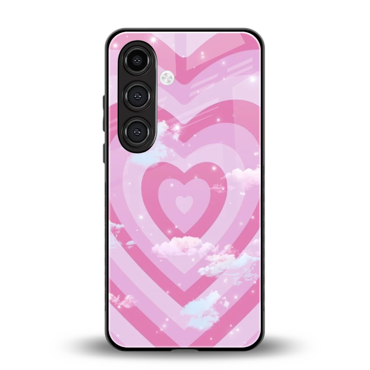Hearts X Clouds back phone cover | glass case for samsung galaxy s23 fe