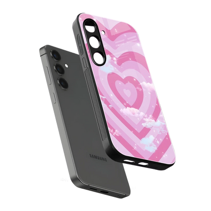 Hearts X Clouds sleek samsung galaxy s24 cover with tempered glass back and TPU edges