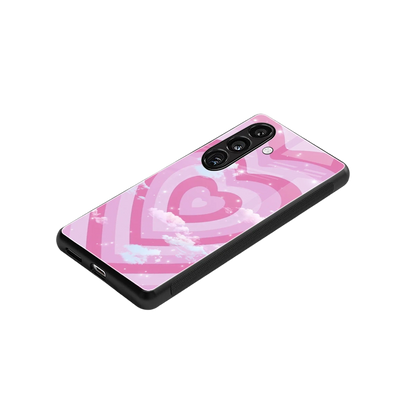 Hearts X Clouds stylish phone case for samsung galaxy s26 | glossy glass and slim fit