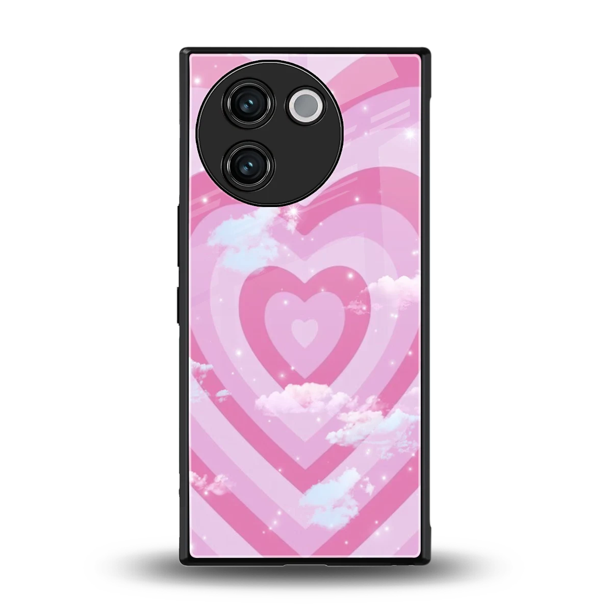 Hearts X Clouds back phone cover | glass case for vivo v30e