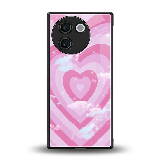 Hearts X Clouds back phone cover | glass case for vivo v30e
