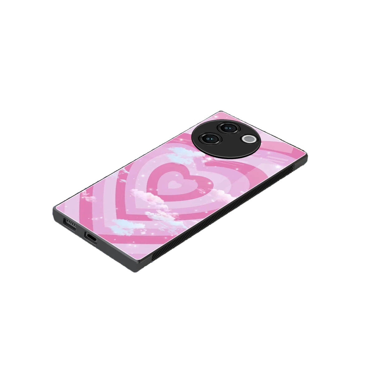Hearts X Clouds stylish phone case for vivo v30e | glossy glass and slim fit