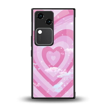 Hearts X Clouds back phone cover | glass case for vivo v30