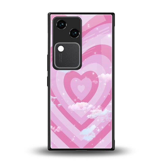 Hearts X Clouds back phone cover | glass case for vivo v30
