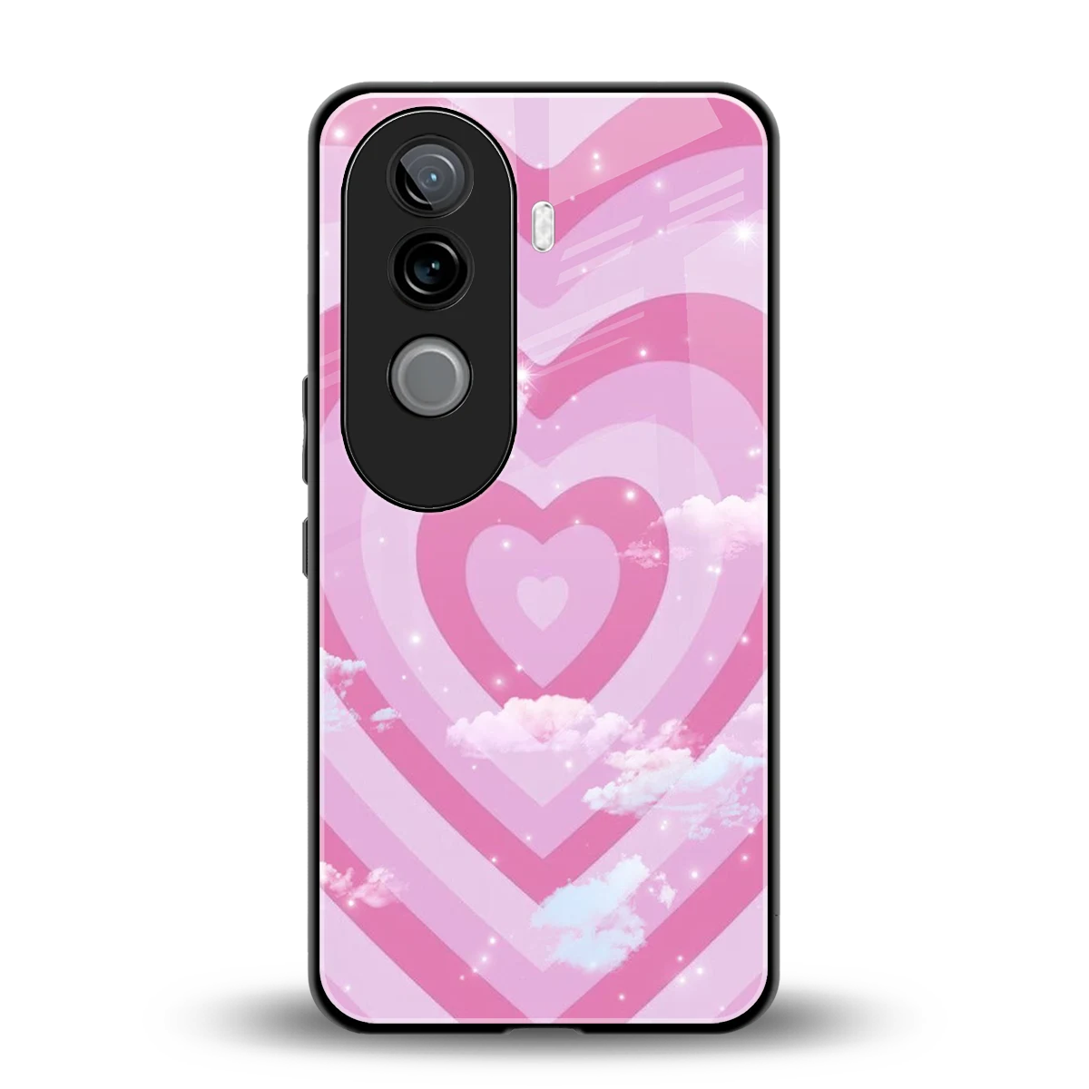 Hearts X Clouds back phone cover | glass case for vivo v40e