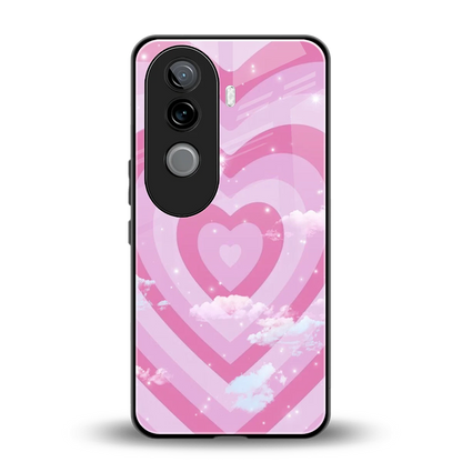 Hearts X Clouds back phone cover | glass case for vivo v40e