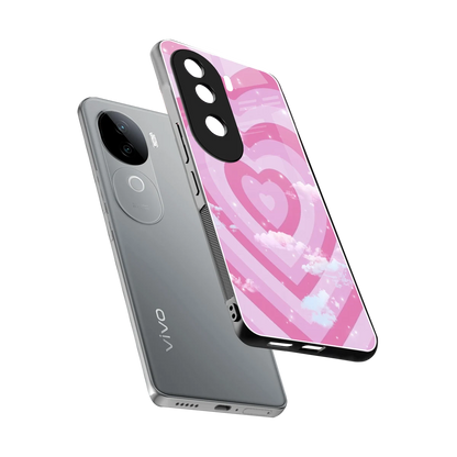 Hearts X Clouds sleek vivo v40e cover with tempered glass back and TPU edges