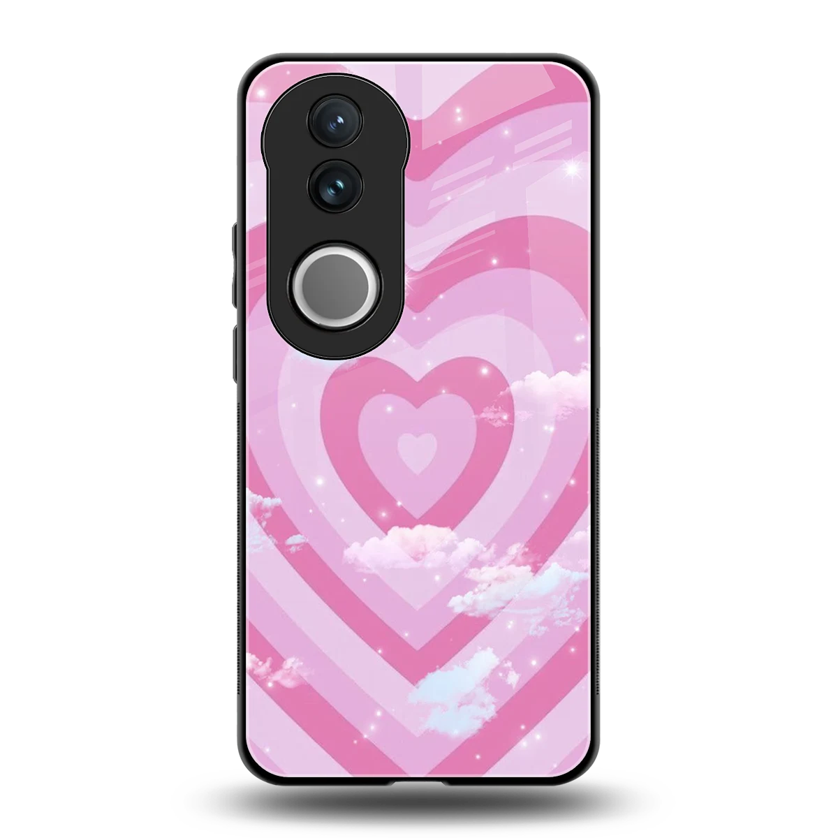 Hearts X Clouds back phone cover | glass case for vivo v50