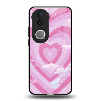 Hearts X Clouds back phone cover | glass case for vivo v50