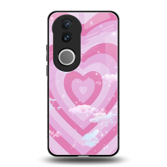 Hearts X Clouds back phone cover | glass case for vivo v50