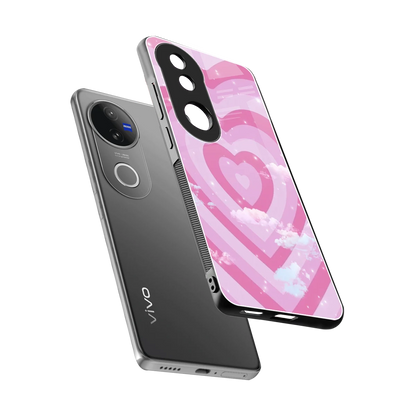Hearts X Clouds sleek vivo v50 cover with tempered glass back and TPU edges