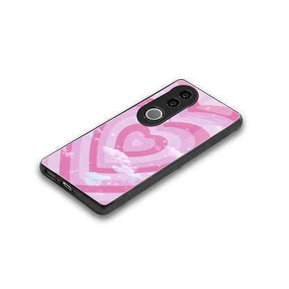 Hearts X Clouds stylish phone case for vivo v50 | glossy glass and slim fit
