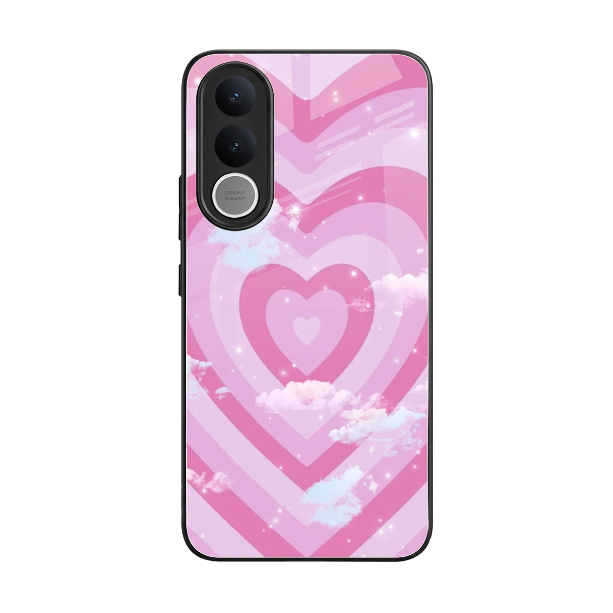 Hearts X Clouds back phone cover | glass case for vivo v70 fe