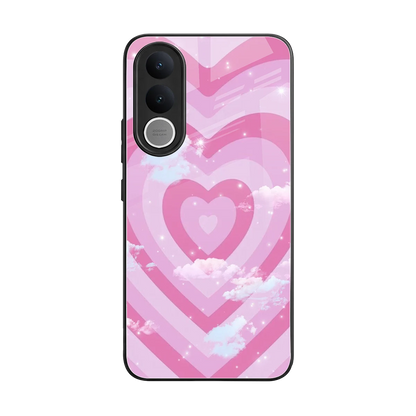 Hearts X Clouds back phone cover | glass case for vivo v70 fe
