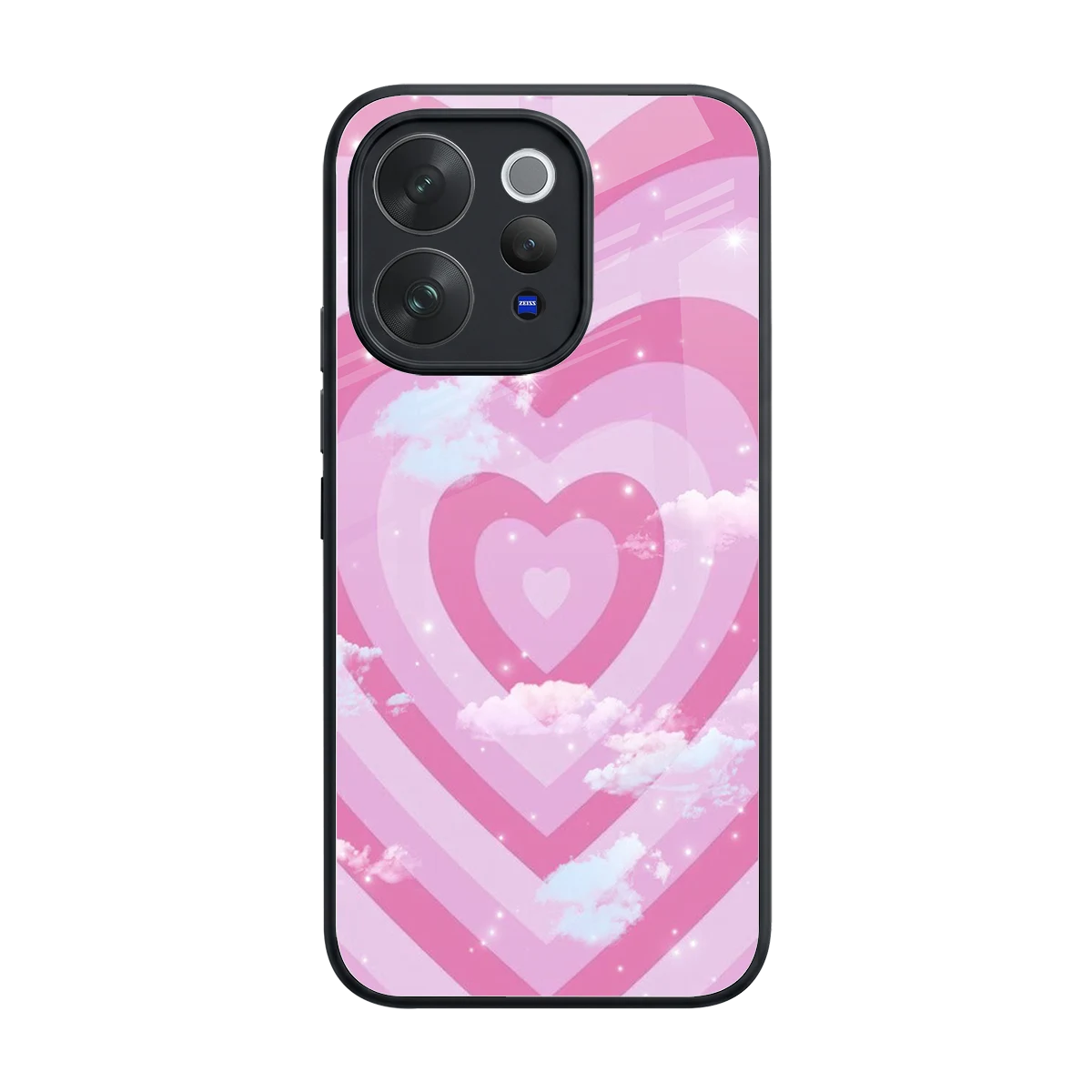 Hearts X Clouds back phone cover | glass case for vivo v70