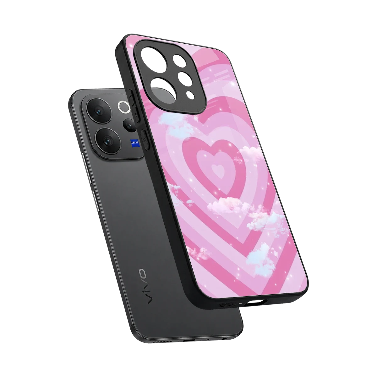 Hearts X Clouds sleek vivo v70 elite cover with tempered glass back and TPU edges