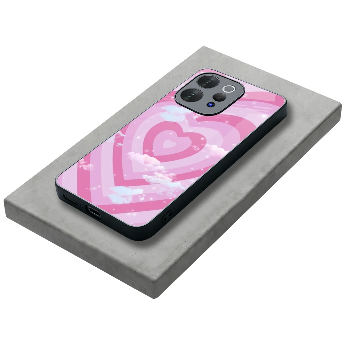 Hearts X Clouds stylish phone case for vivo v70 elite | glossy glass and slim fit